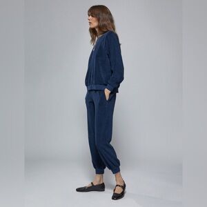 Suzie Kondi velour Adriatic blue pocket track pants XS